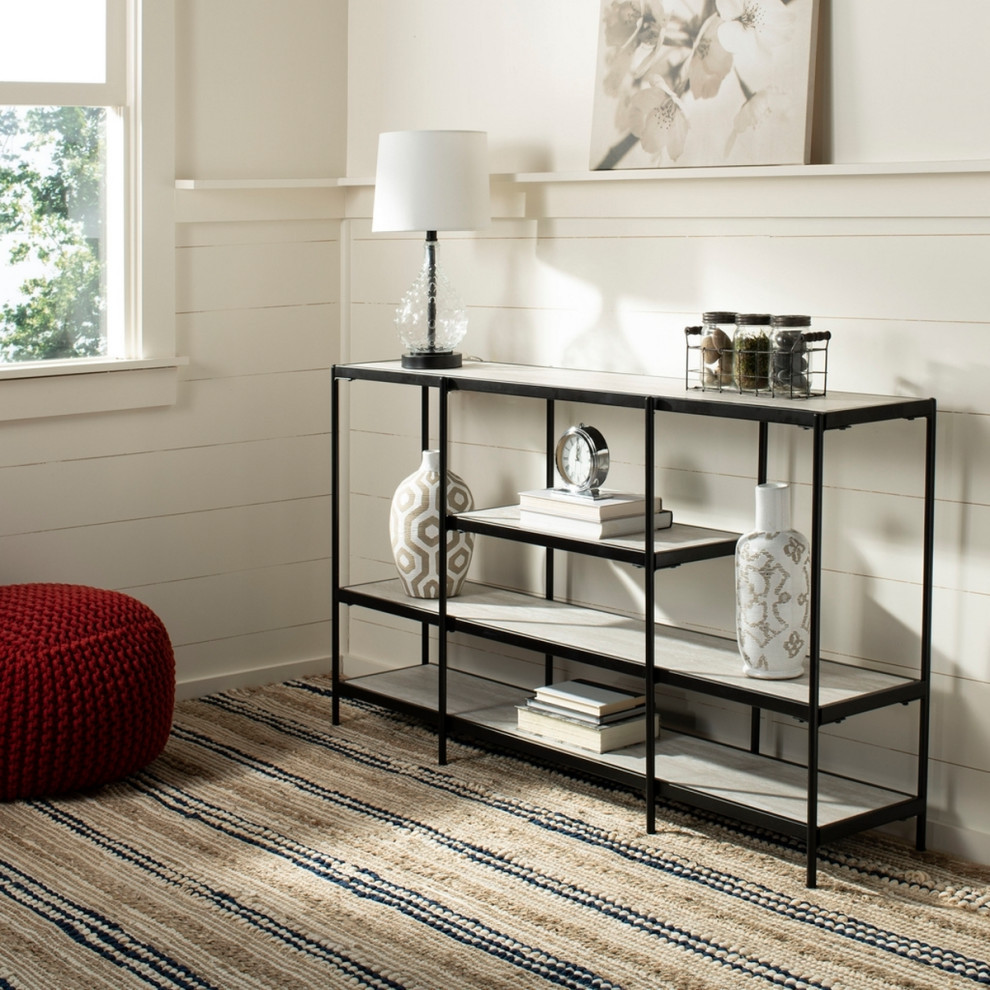 Deidra 3 Tier Console Table Beige/ Black   Industrial   Console Tables   by Virgil Stanis Design  Houzz