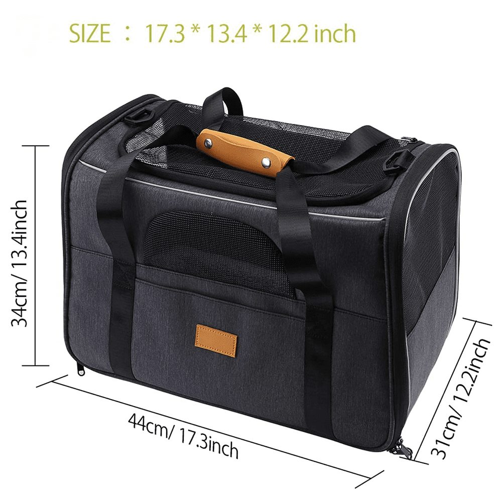 Dog Carrier BEYCED Cat Carrier Pet Travel Carrier Bag Airline Approved Folding Fabric Pet Carrier for Small Dogs Puppies Medium Cats，Locking Safety Zippers，Foldable Bowl