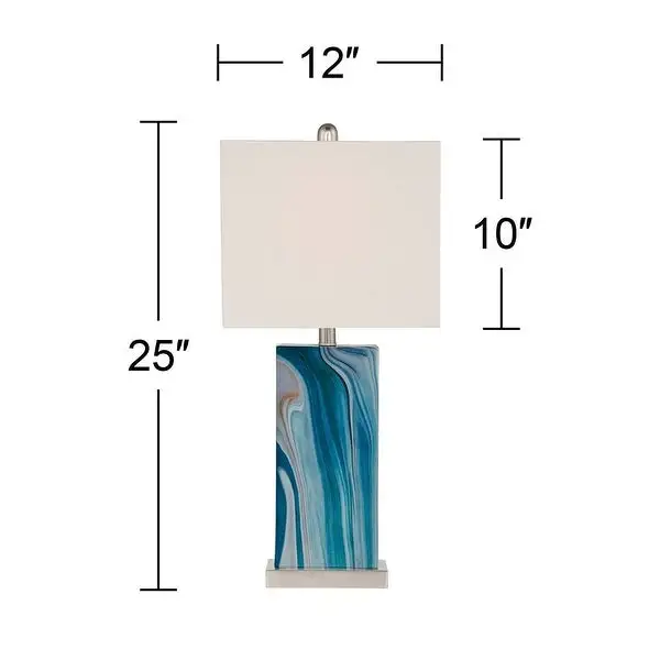 Set of 2 Coastal Table Lamps with USB Port LED Blue - 9