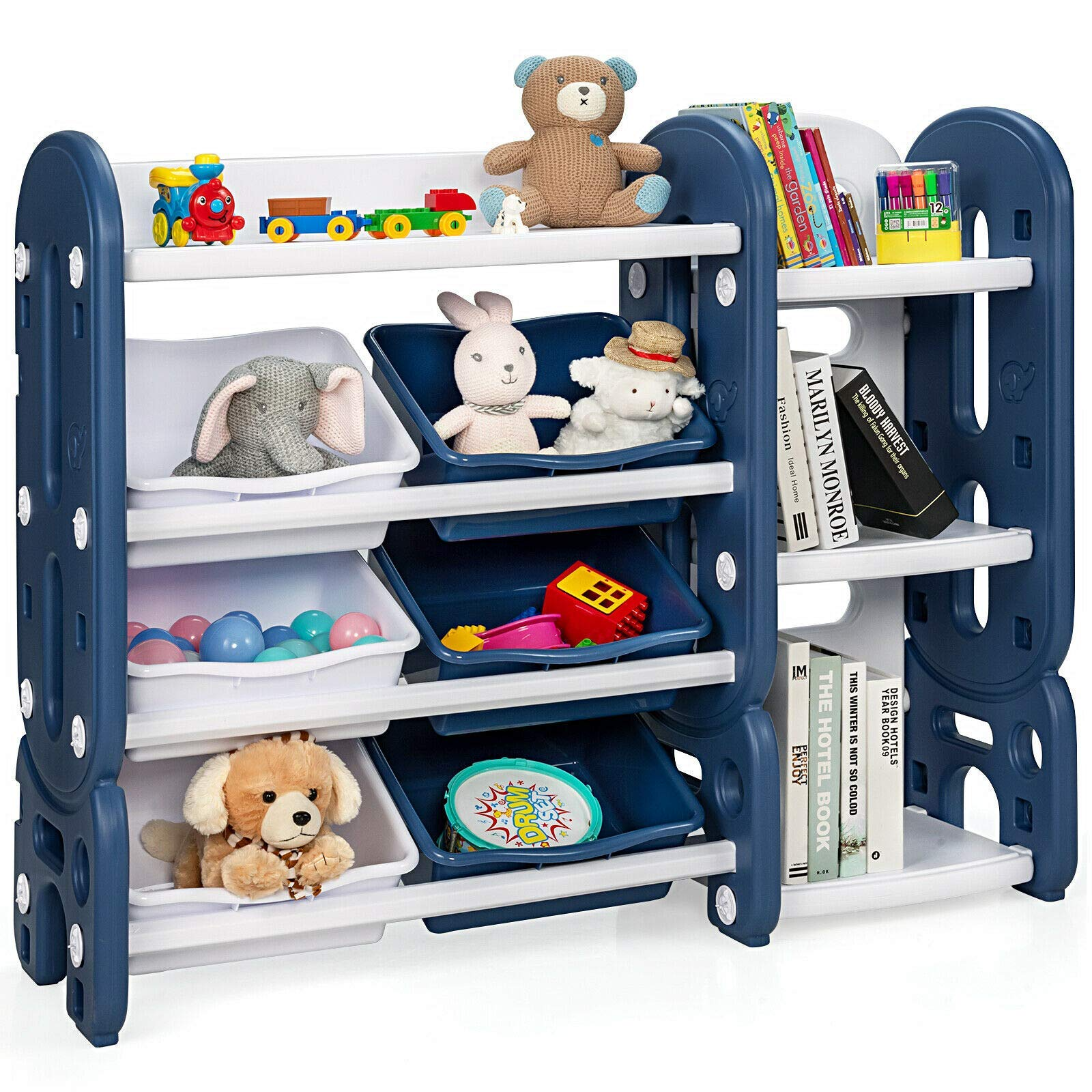 Costzon 2 in 1 Kids Toy Storage Organizer with Bookshelf and Toy Collection Shelves