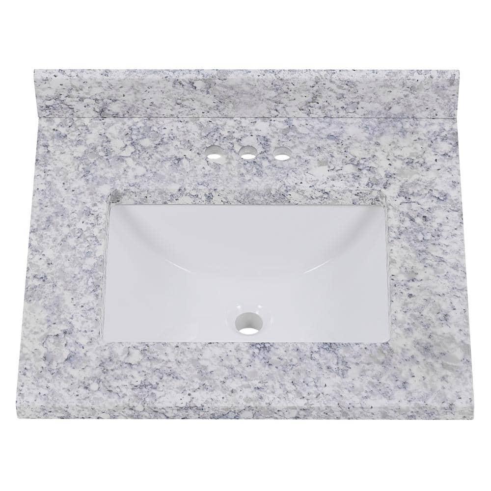 Home Decorators Collection 25 in W x 22 in D Stone Effects Cultured Marble Vanity Top in Everest with Undermount White Sink