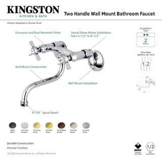 Kingston Brass Essex 2-Handle Wall-Mount Bathroom Faucet in Matte Black HKS116MB