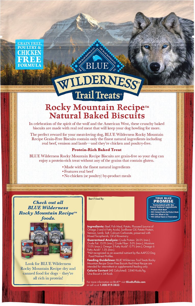 Blue Buffalo Wilderness Rocky Mountain Grain-Free Red Meat Recipe Biscuits Dog Treats