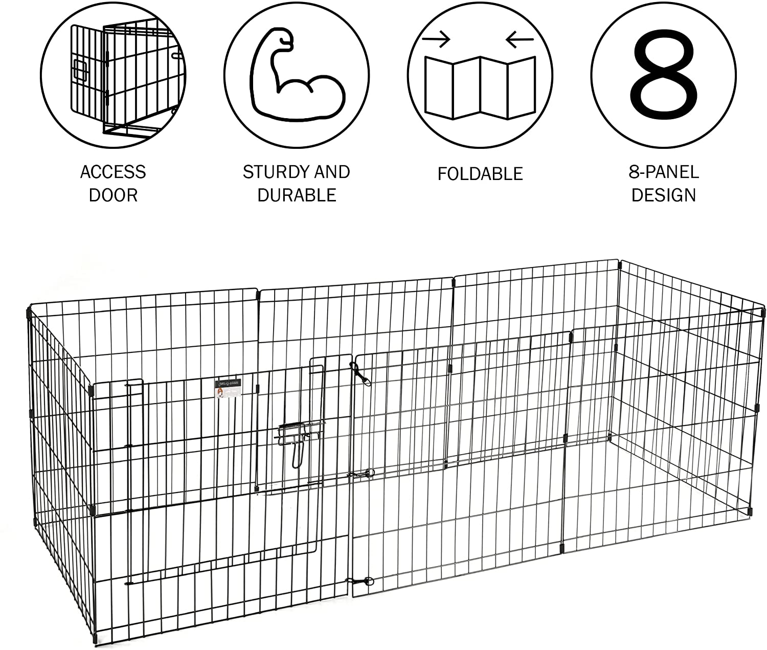 Puppy Playpen Collection – Foldable Metal Exercise Enclosure Â– Eight 24x30-Inch Panels Â– Indoor/Outdoor Pen with Gate for Dogs， Cats or Small Animals by Petmaker