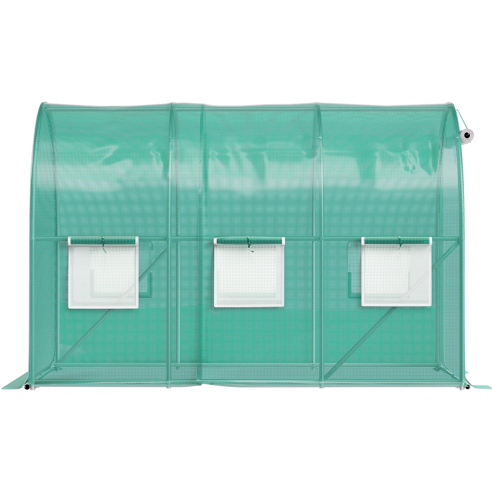 VEVORbrand Walk-in Tunnel Greenhouse, 10 x 7 x 7 ft Portable Plant Hot House w/ Galvanized Steel Hoops, 1 Top Beam, Diagonal Poles, Zippered Door & 6 Roll-up Windows, Green