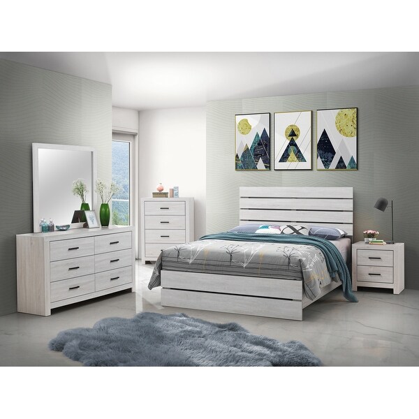 Geary 5-piece Slatted Headboard Panel Bedroom Set with 2 Nightstands - - 34936008