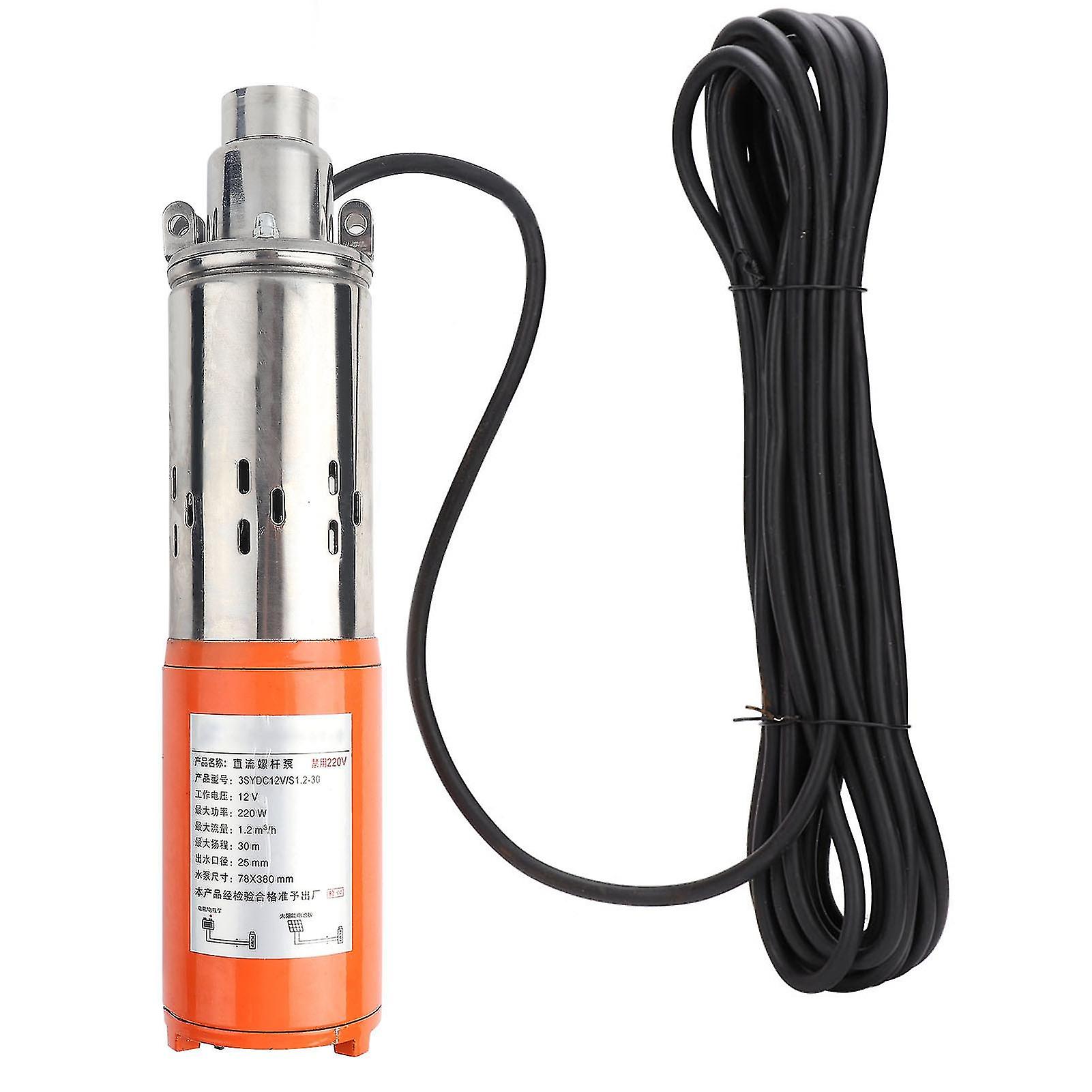 1'' 12V1.2m30m DC Screw Pump High Lift Stainless Cast Steel Submersible Water Pump