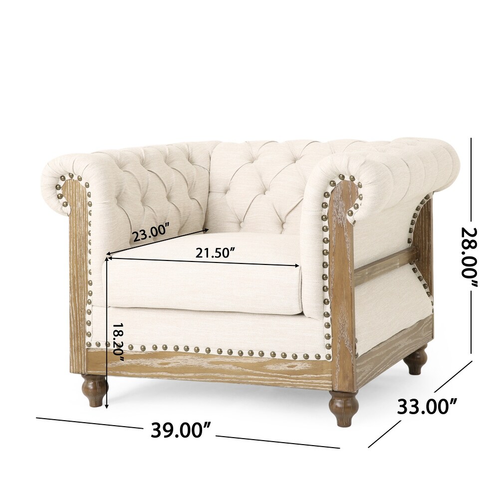 Voll Tufted Club Chair with Nailhead Trim by Christopher Knight Home