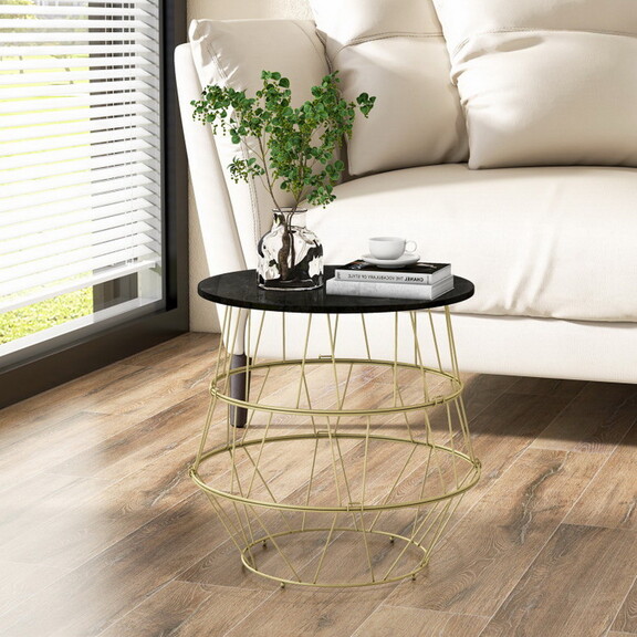 Costway 72835961 Round Metal Frame End Table with ...