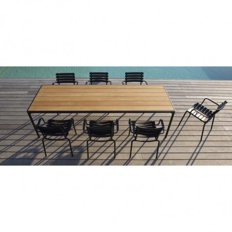 Table de jardin bambou et aluminium noir 8 personnes - HOUE Four