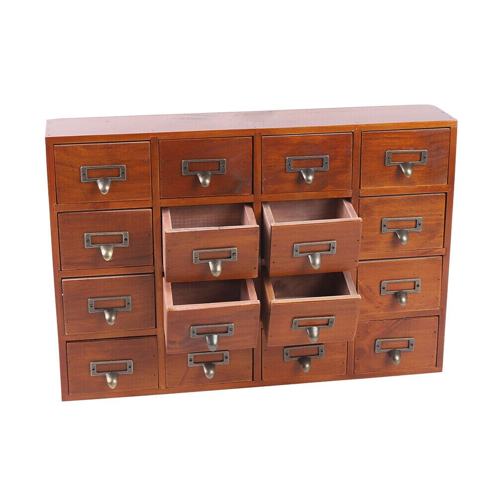 Traditional 16 Drawers Wood Apothecary Chest Storage Cabinet - - 37065713