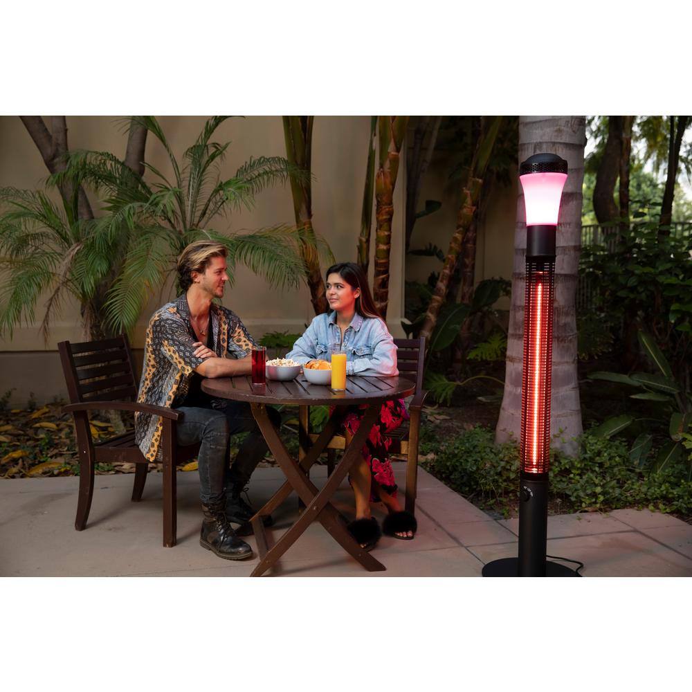 FARENHEIT 1500-Watt Outdoor Electric Infrared Tower Heater Black with Bluetooth Speaker Broadcast and RGB LED Lighting THSR-68BK