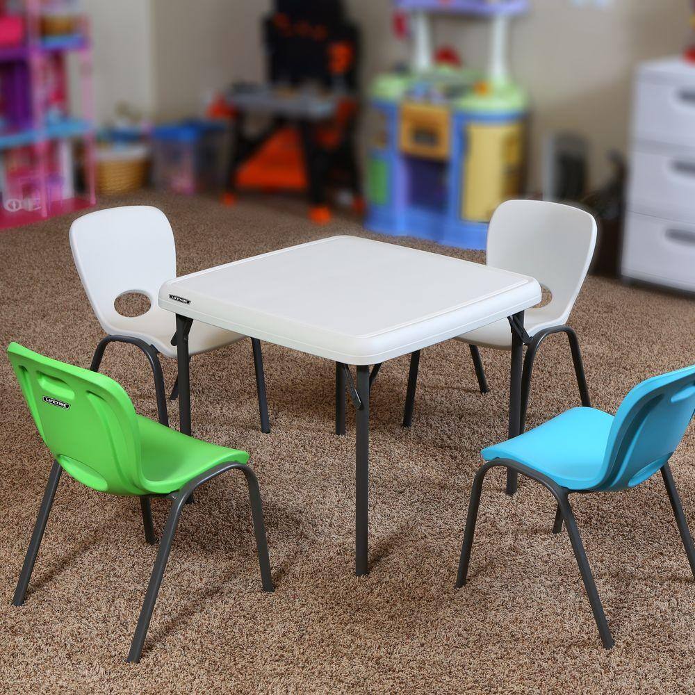 Lifetime Children's 24 in. W Square Almond Folding Table 80425