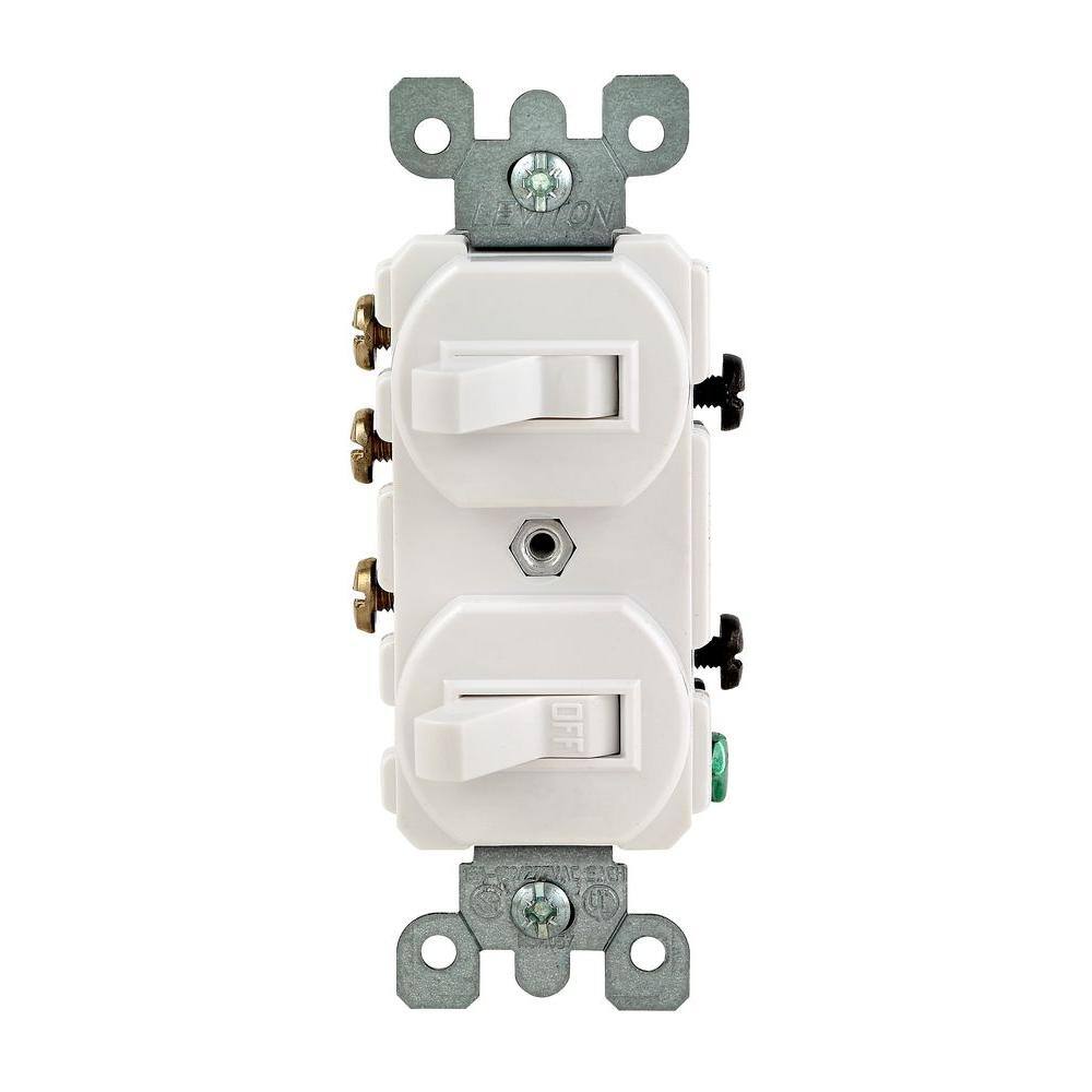 Leviton 15 Amp Duplex Style Single-Pole  3-Way AC Combination Toggle Light Switch White R62-05241-0WS