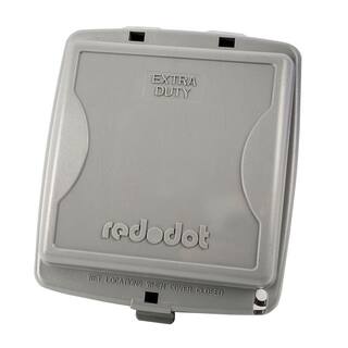 Red Dot 2-Gang 78 in. Extra Duty Non-Metallic While-in-Use Weatherproof Receptacle Cover - Grey 2CKPM-G