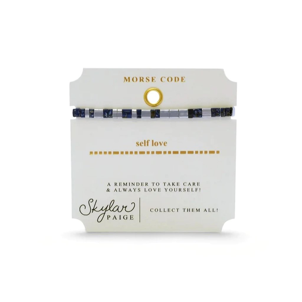 Stia  Skylar Paige - Self Love - Morse Code Tila Beaded Bracelet - Luxe Lapis