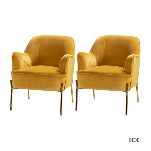 Nora Modern Velvet Accent Chair with Golden Metal Legs Set of 2 by HULALA HOME