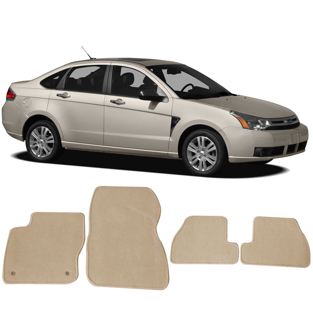 Ikon Motorsports Compatible with 11-15 Ford Focus OE Factory Style Beige Nylon Carpet Car Floor Mats Front Rear 4pcs 2011 2012 2013 2014 2015