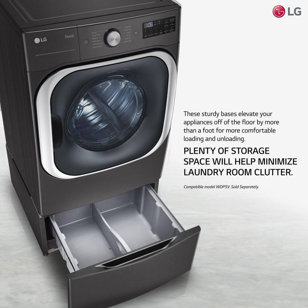 LG 9 cu. ft. Large Capacity Vented Smart Stackable Electric Dryer with Sensor Dry TurboSteam Extra Cycles in Black Steel DLEX8900B