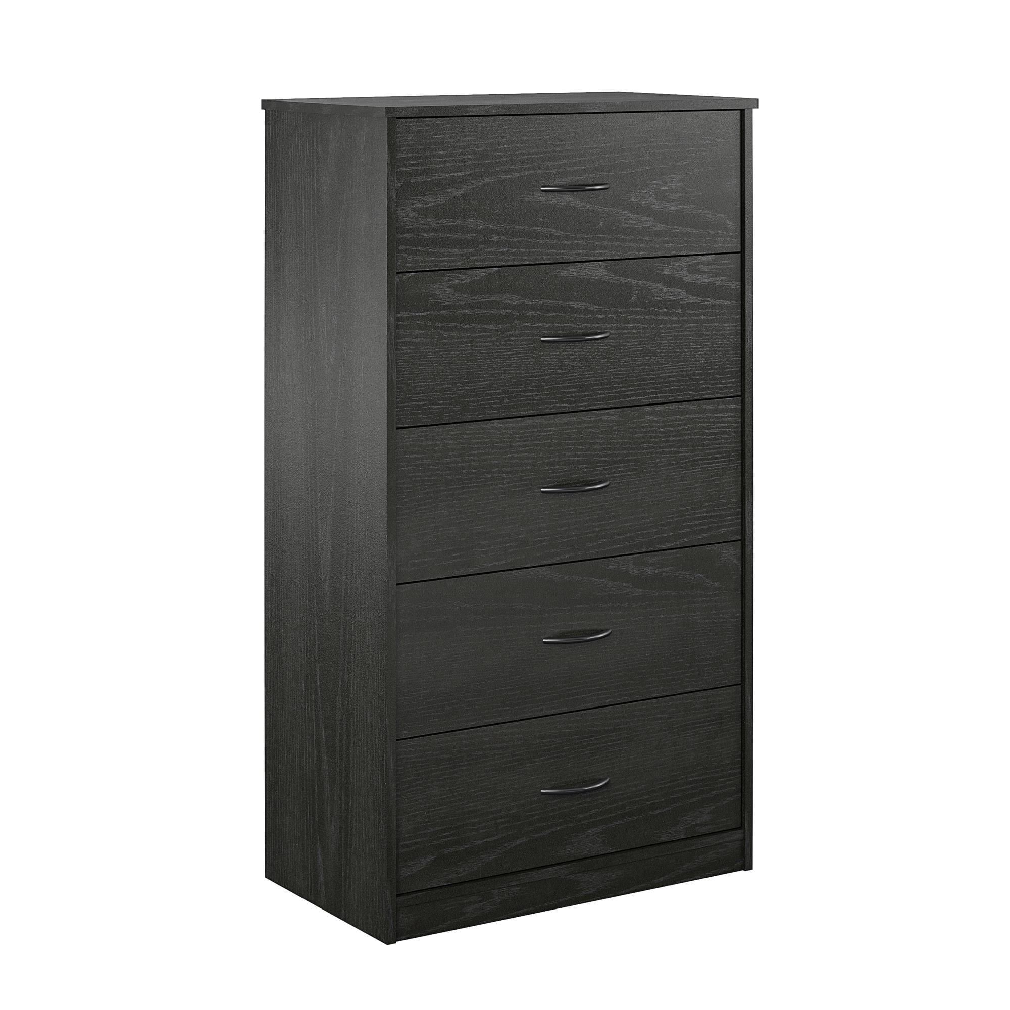 Mainstays Classic 5 Drawer Dresser, Black Oak