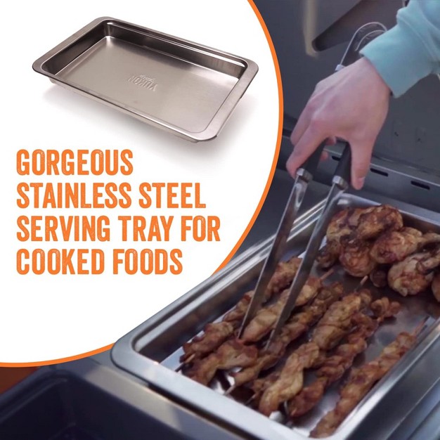 Yukon Glory Grill Prep Trays Include A Plastic Marinade Container For Marinating Meat amp A Stainless Steel Serving Platter