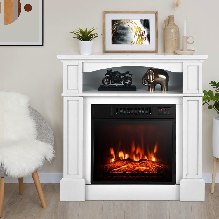 32 Inch 1400W Electric TV Stand Fireplace with Shelf   13\