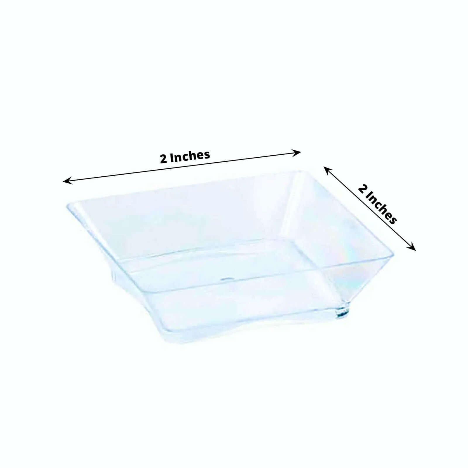 50 Pack Clear Mini Modern Square Plastic Appetizer Plates, Disposable Dessert Bowls 2