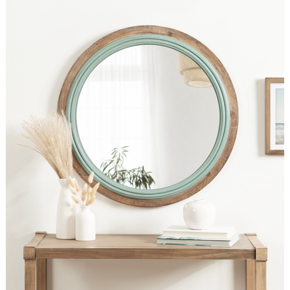 Kate and Laurel Palmer Wood Round Wall Mirror   26\