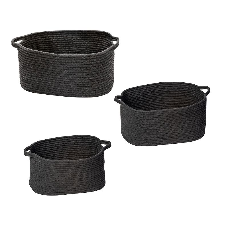 Honey-Can-Do Set of 3 Black Cotton Coil Storage Basket Set