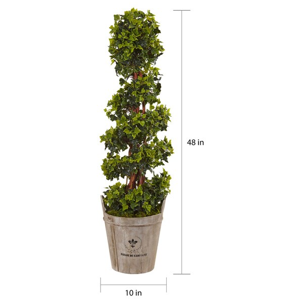 Nearly Natural Silk 4foot English Artificial Indoor/Outdoor Ivy Tree in Farmhouse Planter