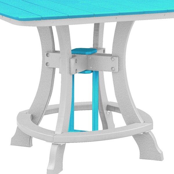 OS Home and Office Model Counter Height Square Table in Aruba Blue with White Base