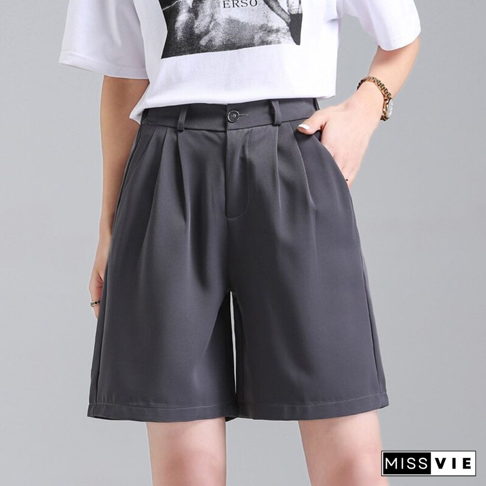 Fashion Office Lady Solid Suit Shorts Summer High Waist Loose Casual Korean Female Shorts Elegant All-match Women Clothing New