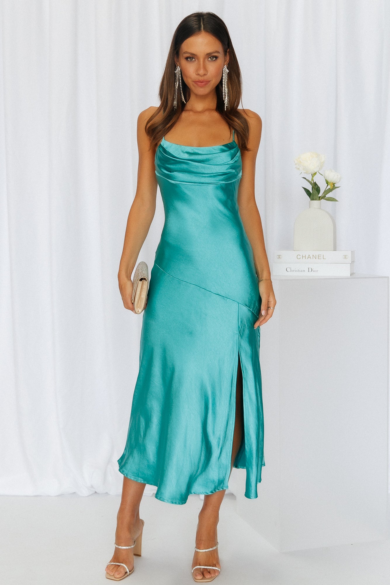 Lychee Martini Midi Dress Aqua