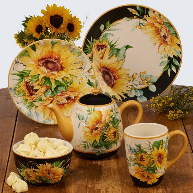 22oz 4pk Earthenware Sunflower Fields Ice Cream Bowls Certified International