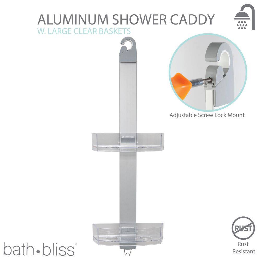 Bath Bliss Adjustable Rust Proof Aluminum 2 Tier Shower Caddy 23951