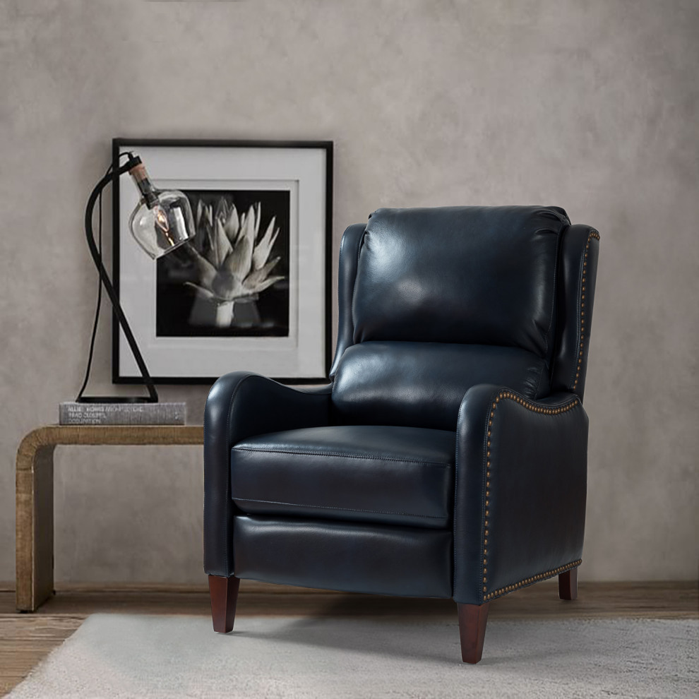 Genuine Leather  Push back Recliner With Wingback   Transitional   Recliner Chairs   by Karat Home  Houzz