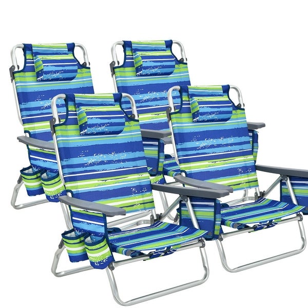 2 or 4-Pack Folding Beach Chair 5-Position Outdoor Reclining Chairs