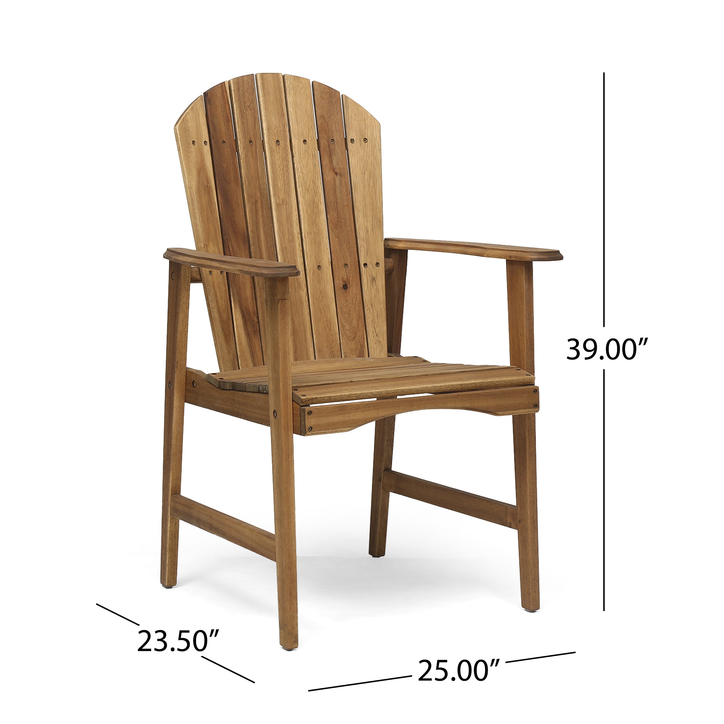 George Outdoor 2 Seater Half-Round Acacia Wood Bistro Table Set with Adirondack Chairs