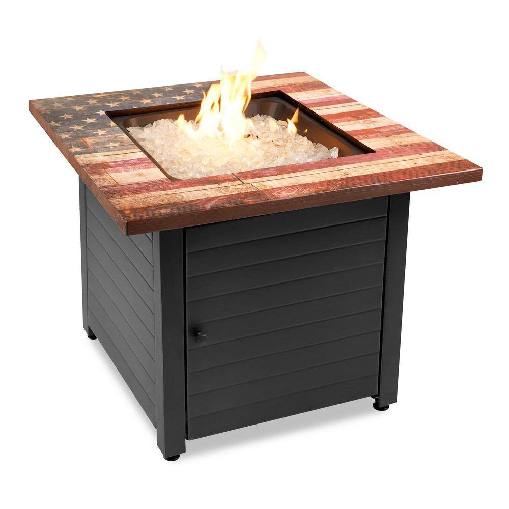 Endless Summer Liberty 30 in. W x 30 in. H Square Steel Frame and UV Printed Rustic American Flag Cement Resin Mantel LP Gas Fire Pit GAD15310ES