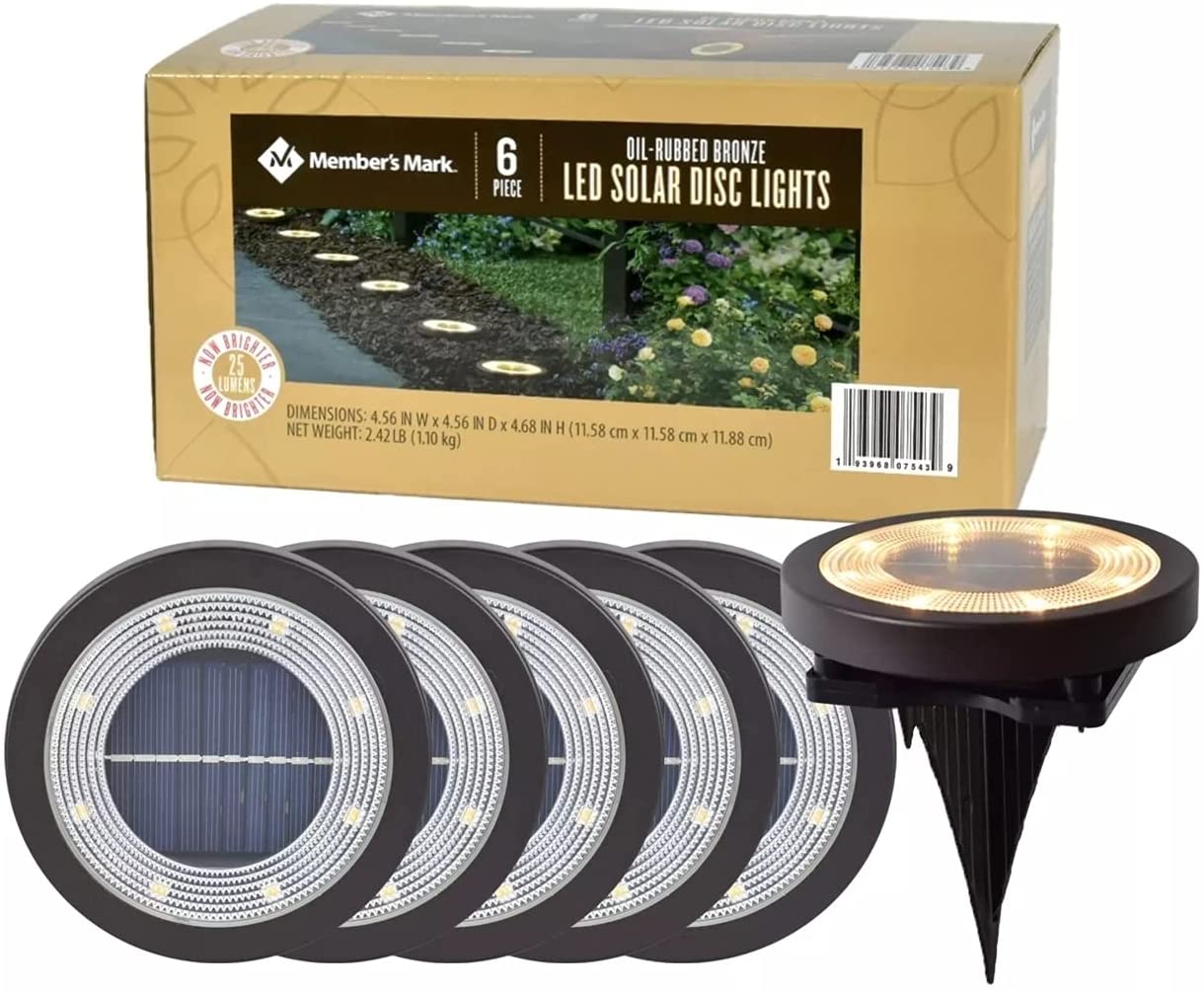 Member's Mark 6-Piece Oil-Rubbed Bronze LED Solar Disc Lights