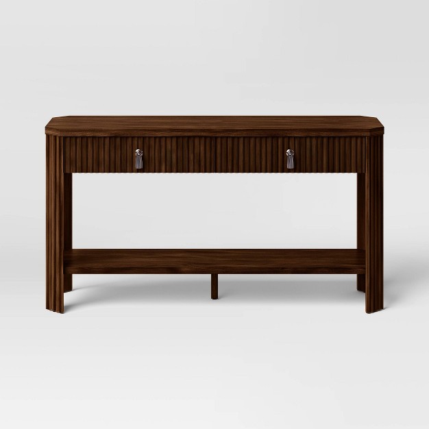 Laguna Nigel Fluted Wooden Console Table Brown Designed With Studio Mcgee