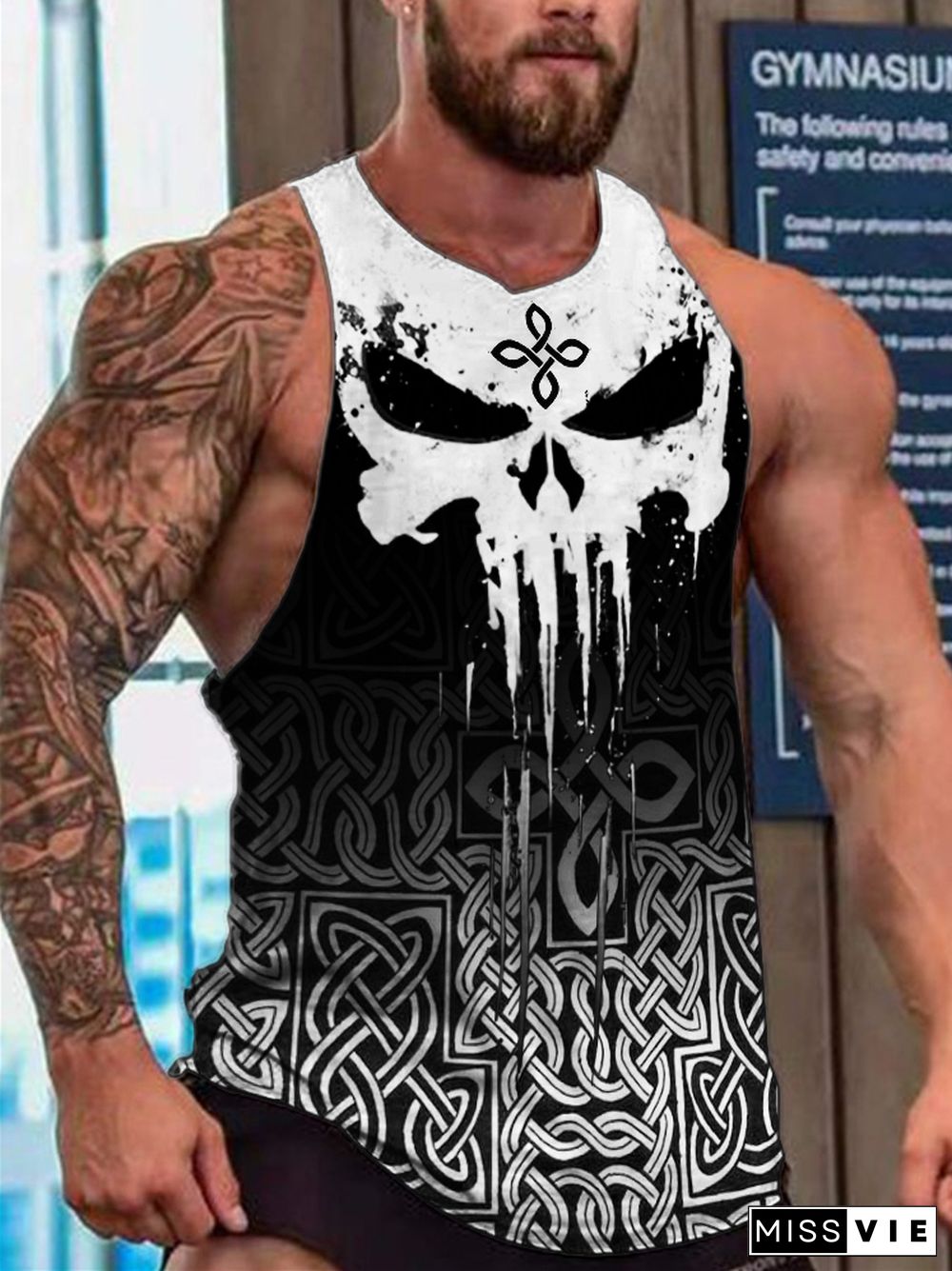 Men's Skull Contrast Celtic Gradient Tank Top