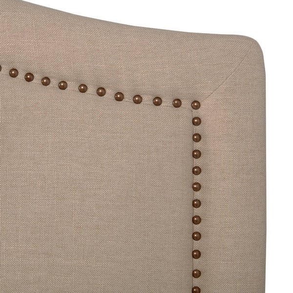 Abbyson Raleigh Studded Beige Linen Headboard - - 9834030