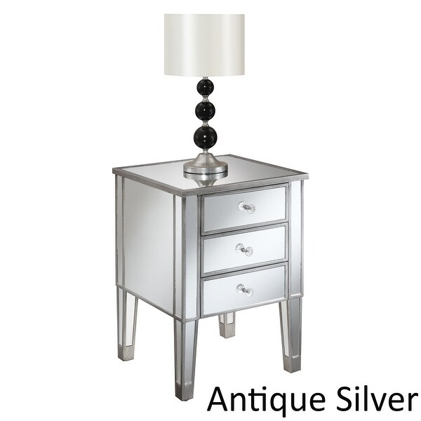 Silver Orchid Beatriz Silver 3 Drawer Mirrored End Table