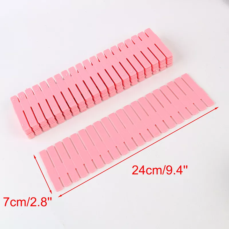 Household Plastic Adjustable Separator Grid Tidy Drawer Dividers Pink 12 Pcs