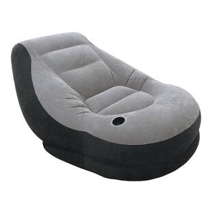 Intex Twin Size Inflatable Chair with Ottoman in Black and Grey 68564EP