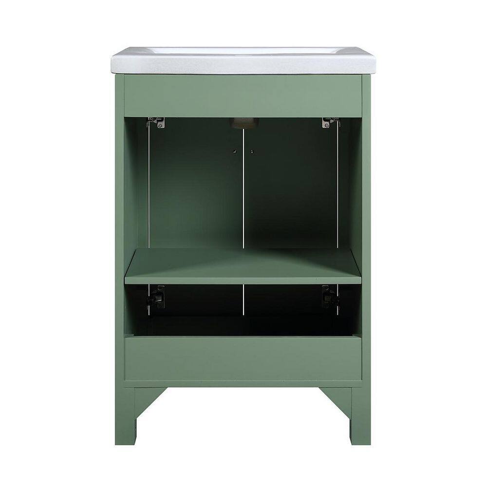 Home Decorators Collection Bailey 24 in. W x 16 in. D x 35 in. H Bath Vanity in Botanical Green with Single Hole White Vitreous China Top BGGVT2416