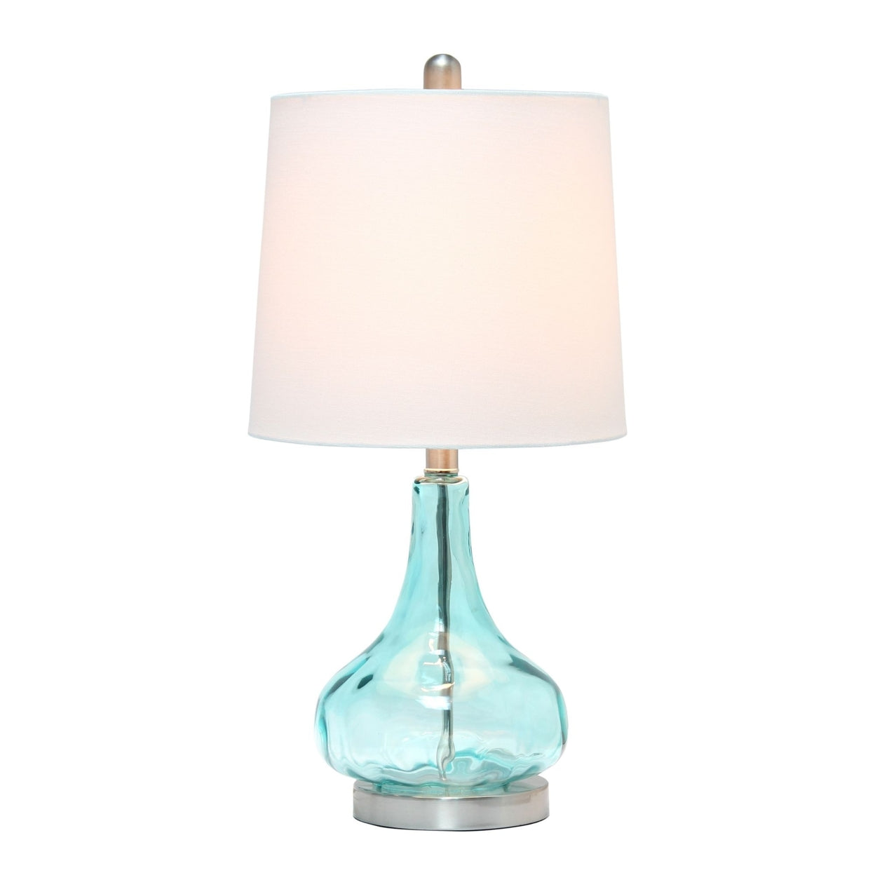 Lalia Home Rippled Glass Table Lamp with Fabric Shade -  Blue