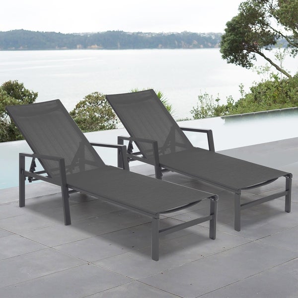 2 Pieces Set Patio Chaise Lounges with Armrests