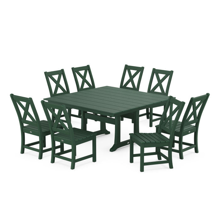 Polywood Braxton Side Chair 9-Piece Farmhouse Dining Set PWS1286-1